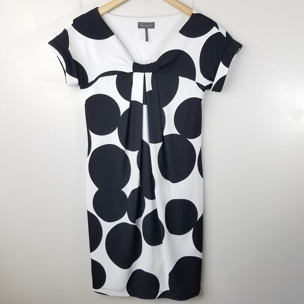 Kristin Davis Womens Sheath Dress Black & White PolkaDot Mod RetroRevival Size 2